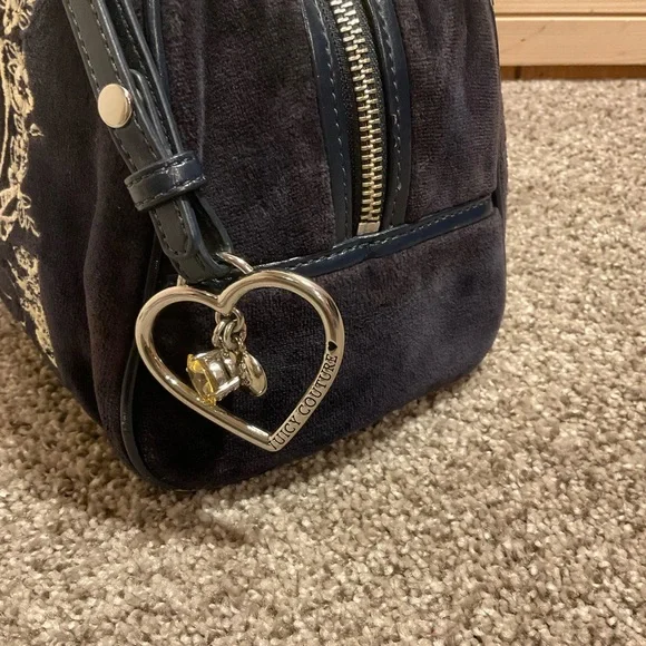 Y2K Juicy Couture Navy Bowling Bag Velour Handbag, COA, EUC - Picture 7 of 13